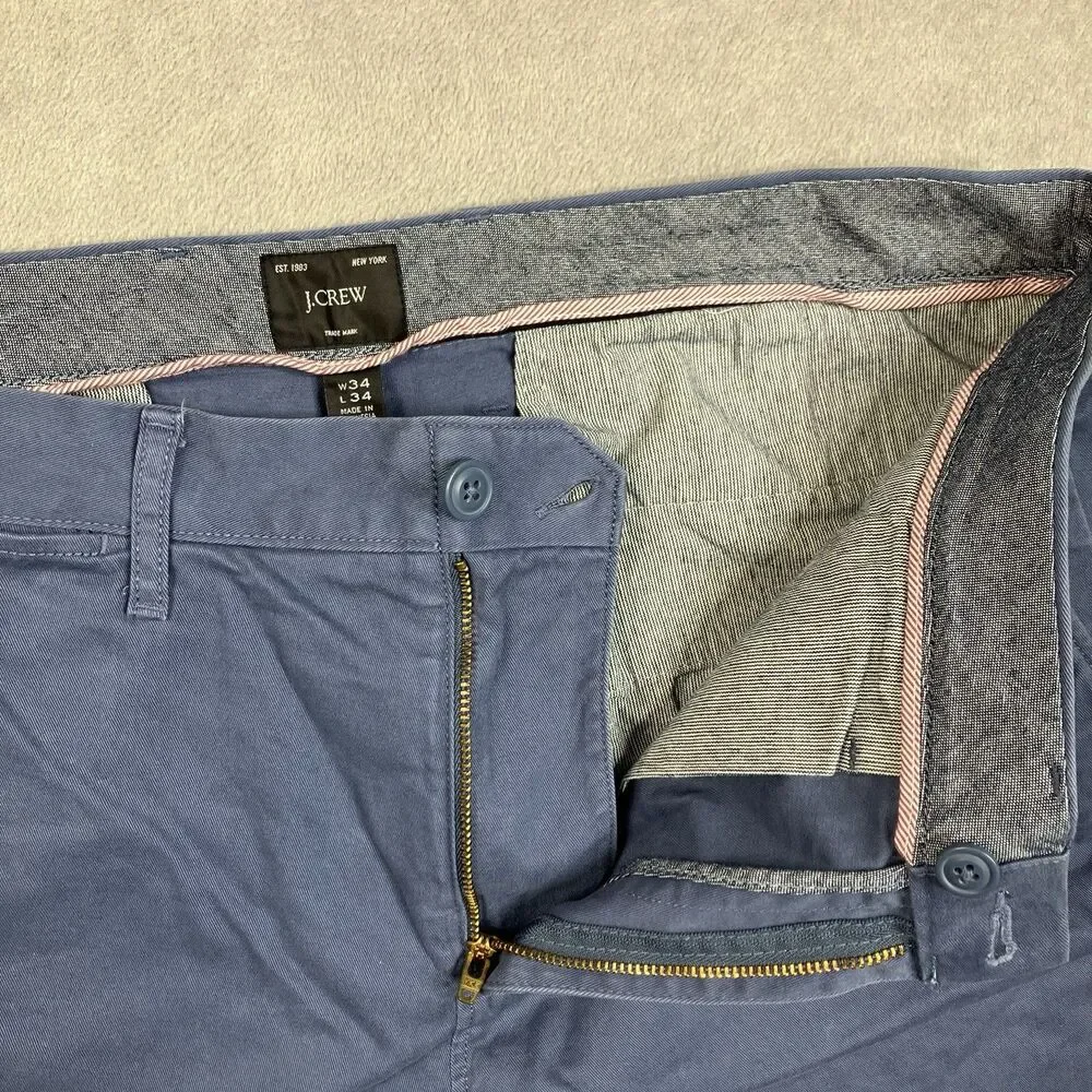 J.Crew 770 Straight Fit Stretch Chino Pants Men 34x34 Blue Classic Casual AR886